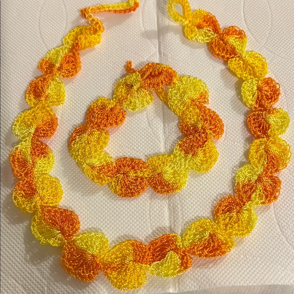 Vibrant Yellow and Orange Crochet Necklace Set